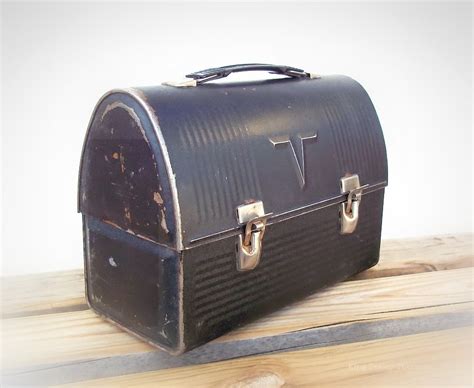 vintage black metal lunch box|old metal lunch boxes for sale.